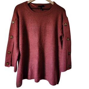 Lane Bryant Button Sleeve Sweater - Brick Red Size 14/16